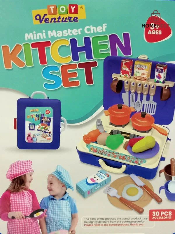 2 in 1 Kitchen Set For Kids Portable Pretend Play Little Chef Set Toys For Kids With Suitcase Role Play Cooking Kitchen Set Kids Toys for Girls Kitchen Set For Unisex