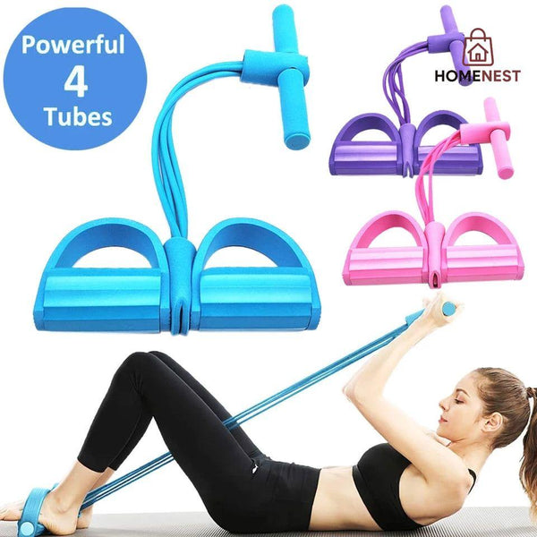 4 Tubes Elastic Sit-up Pull Rope Abdominal Exerciser Resistance Band