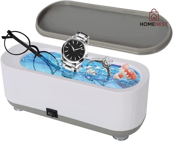 Ultrasonic Jewelry Cleaner,Portable Professional Household Ultrasonic Cleaning Machine Ultrasonic Cleaner Machine for Jewelry Ring Necklaces Eyeglass Watches Razors Makeup Brush Dentures
