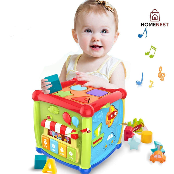 6 in 1 Musical Educational and Multiple Learning Activity Sorting Fancy Cube With Piano