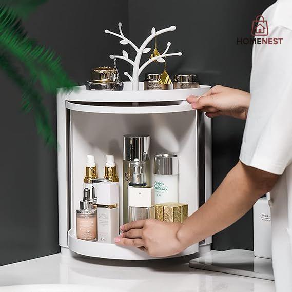 Single  layer Corner Cabinet For Washroom, Kitchen Walls Plastic 360° rotating
