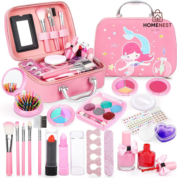 Washable Children Play Makeup Toys Nail Varnish Kit Non Toxic with Suitcase