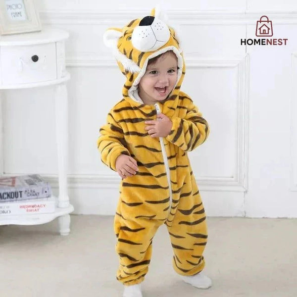 Animal Soft Fleece Costume Jumpsuit Tiger