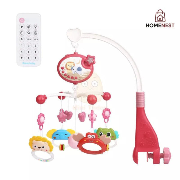 Baby Music Crib/Cot Mobile with Projector And Remote Red