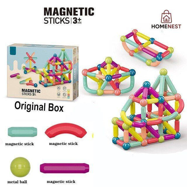 60 PCS Magnetic Building Blocks Set Early Learning Magnetic Sticks Balls Assembling Game