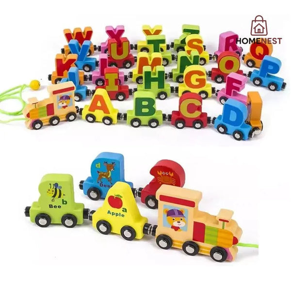 Magnetic Alphabet Double-Sided Pattern Wooden Train