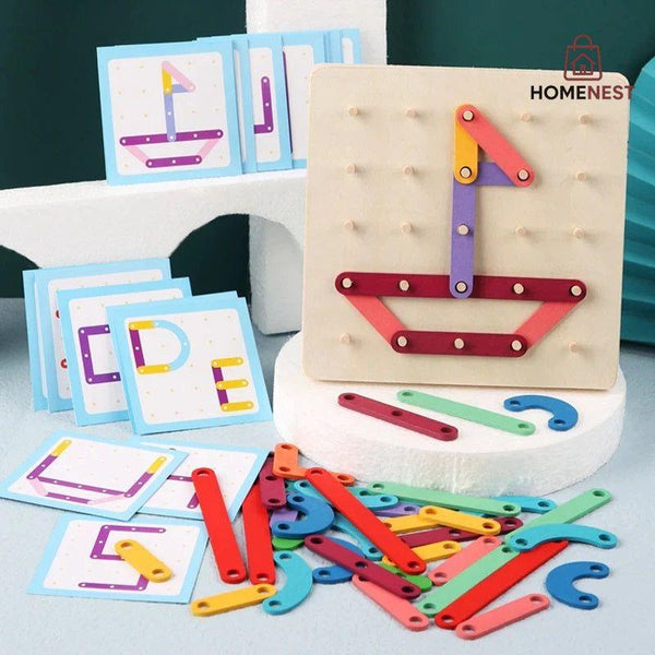 Nail Board Jigsaw Wooden Column Puzzle Blocks