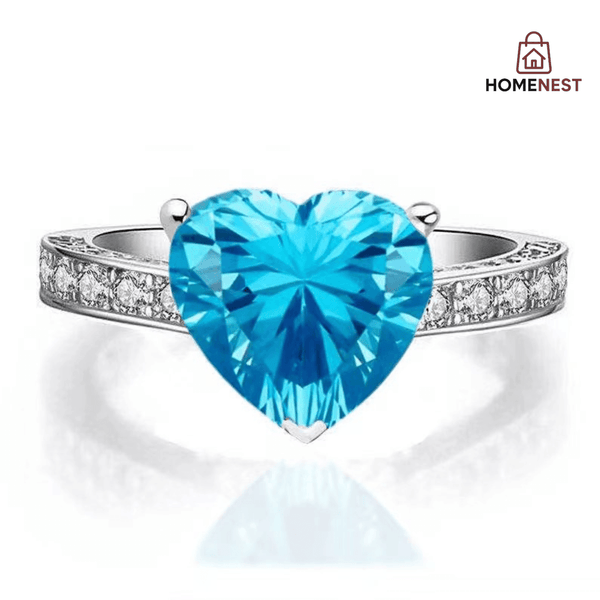 925 Blue Topaz Heart Ring (100% Pure Chandi )