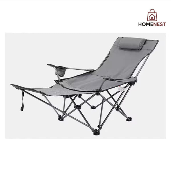 Foldable reclining Chair with foot pedal ,glass holder,side pouch ,head rest