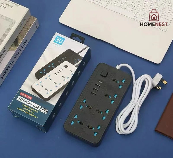 Power Extension 6 socket+ 3 USB+ 1 Type C Port