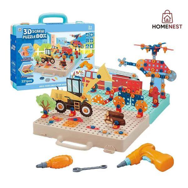 331 Pieces Creative Screw Intellectual Puzzle Educational Construction Tool Kit Suit Case